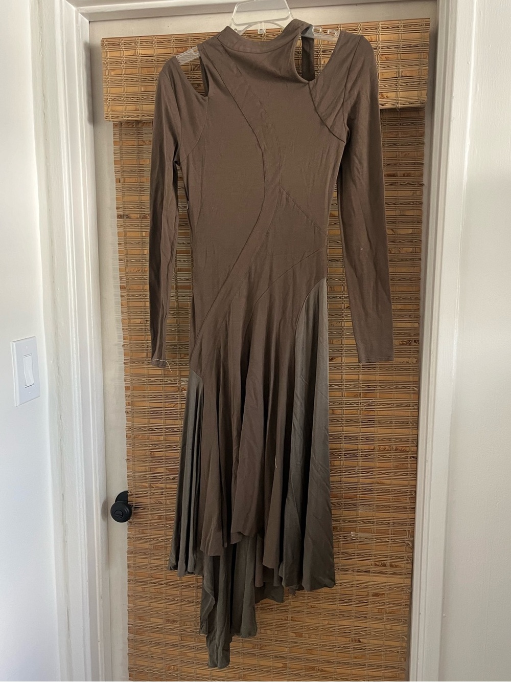 Stella McCartney Fall 2004 brown asymmetrical ruffle long sleeve dress - Picture 2 of 6